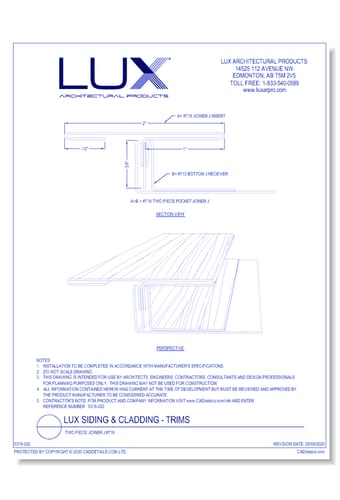 Lux Siding & Cladding: Two Piece Joiner J #718
