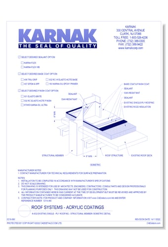 K-632 Existing Single - Ply Roofing - Structural Member Isometric Detail