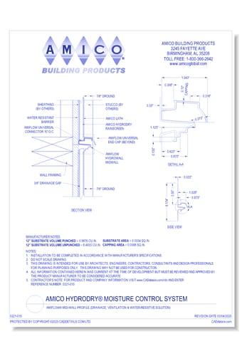 AMICO Hydrodry® Moisture Control System: AMIFLOW® Mid-Wall Profile (Drainage, Ventilation & Water-Resistive Solution)