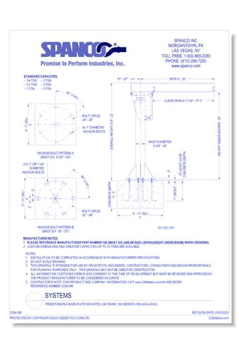 Freestanding Base-Plate Mounted Jib Crane (100-Series) (100-XXXX-XXXX)