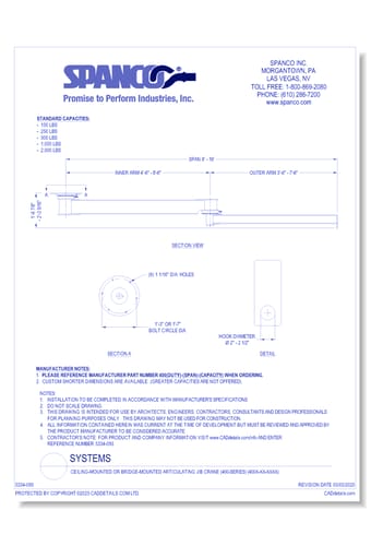 Ceiling-Mounted or Bridge-Mounted Articulating Jib Crane (400-Series) (400-XX-XXXX)