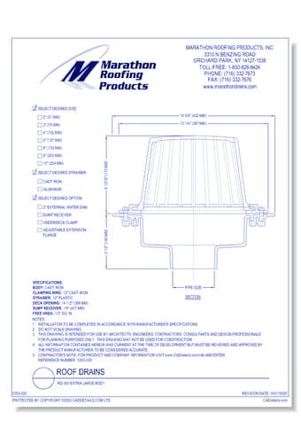 Roof Drains: RD-300 Extra Large Body 