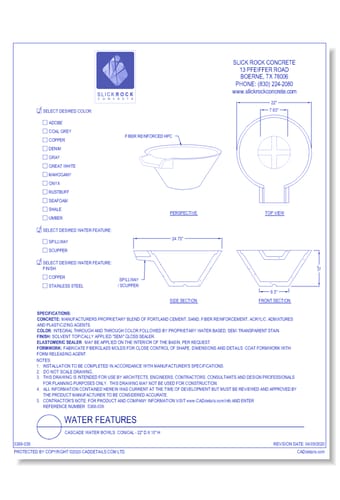Cascade Water Bowls: Conical - 22" D x 10" H