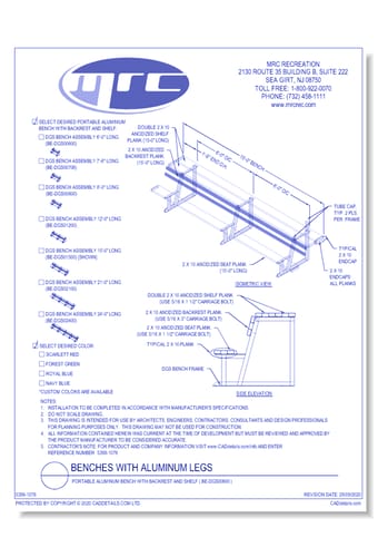 National Recreation Systems: Portable Aluminum Bench With Backrest And Shelf (BE-DGS00600)