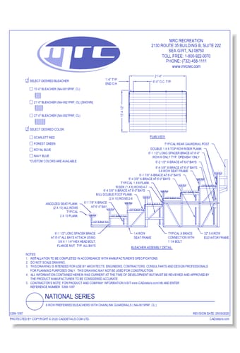 National Recreation Systems: 8 Row Preferred Bleachers With Chainlink Guardrails (NA-0815PRF_CL)