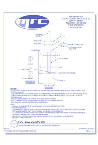 Bison: Deluxe Adjustable Height Goalpost Ground Sleeve (FB45S, FB55S)