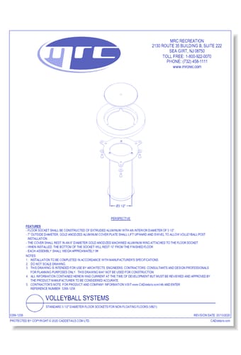 Bison: Standard 3 1/2" Diameter Floor Sockets For Non Floating Floors (VB21)