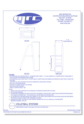 Bison: Freestanding Folding Volleyball Officials Platform (VB76)