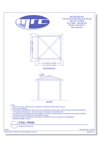 RCP Shelters: Steel Frame-Square Hip (SLF-SQ12-04)