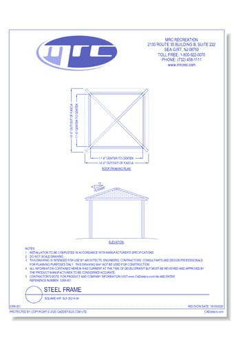 RCP Shelters: Steel Frame-Square Hip (SLF-SQ14-04)