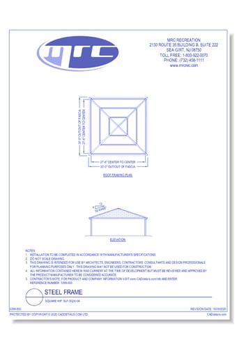 RCP Shelters: Steel Frame-Square Hip (SLF-SQ30-04)