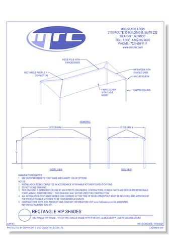 Superior Shade: 10' x 20' Rectangle Shade With 8' Height, Glide Elbow™, And In-Ground Mount