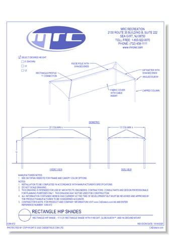Superior Shade: 15' x 25' Rectangle Shade With 8' Height, Glide Elbow™, And In-Ground Mount