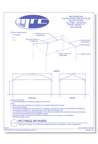 Superior Shade: 20' x 30' Rectangle Shade With 8' Height, Glide Elbow™, And In-Ground Mount