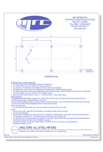 Superior Shelter & Amenities: Series 8200, All-Steel Hip End Shelter, 20' x 44' Ground Plan (HE2044-AS)