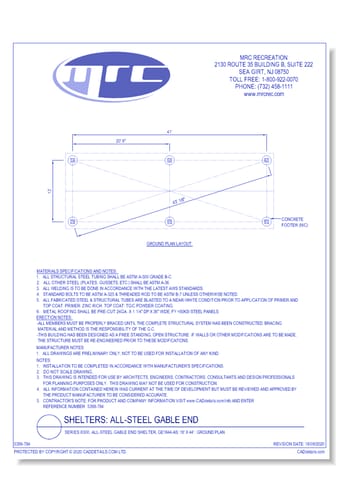 Superior Shelter & Amenities: Series 8300, All-Steel Gable End Shelter, 16' x 44' Ground Plan (GE1644-AS)
