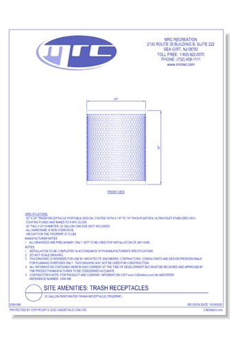 Superior Shelter & Amenities: 32 Gallon Perforated Trash Receptacle (TR32PERF)