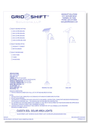 Solar Street Light: Sparrow Solar Street Light (CS-PRE-SPA-(20W-40W-60W-80W-100W)