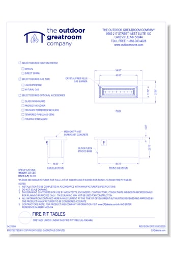 Grey Key Largo Linear Gas Fire Pit Table (KL-1242-MM)