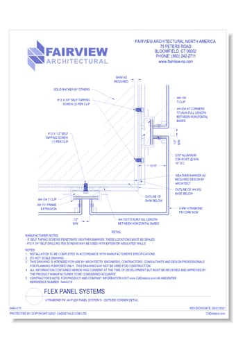  Vitrabond FR (MCM / Aluminum Cladding Material): AH Flex Panel System 9 - Outside Corner Detail