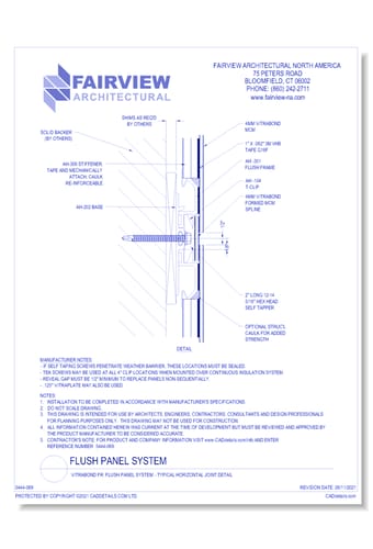  Vitrabond FR (MCM / Aluminum Cladding Material): Flush Panel System - Typical Horizontal Joint Detail