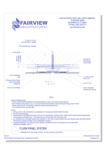  Vitrabond FR (MCM / Aluminum Cladding Material): Flush Panel System - Typical Vertical Joint Detail