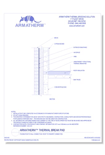 Armatherm™ Thermal Break Pad: Foundation To Wall Connection / Roof To Parapet Connection