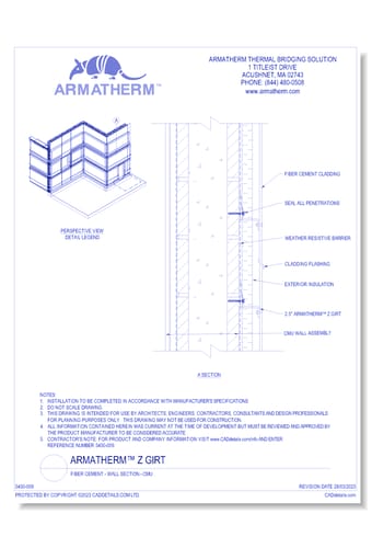 Armatherm™ Z Girt: Fiber Cement - Wall Section - CMU