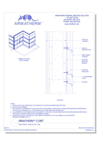 Armatherm™ Z Girt: Fiber Cement - Base Of Wall - CMU