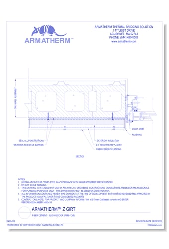 Armatherm™ Z Girt: Fiber Cement - Sliding Door Jamb - CMU