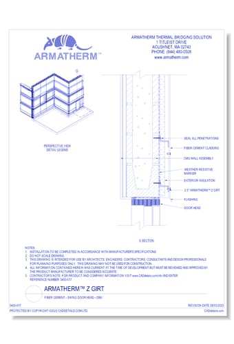 Armatherm™ Z Girt: Fiber Cement - Swing Door Head - CMU