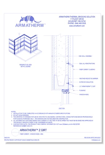 Armatherm™ Z Girt: Fiber Cement - Window Head - CMU