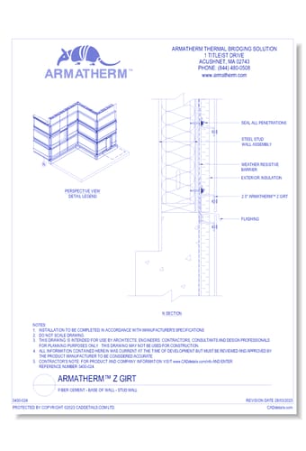 Armatherm™ Z Girt: Fiber Cement - Base Of Wall - Stud Wall