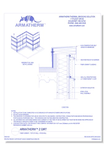 Armatherm™ Z Girt: Fiber Cement - Top Of Wall - Stud Wall