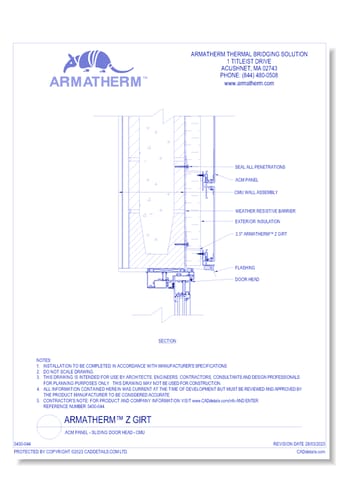 Armatherm™ Z Girt: ACM Panel - Sliding Door Head - CMU