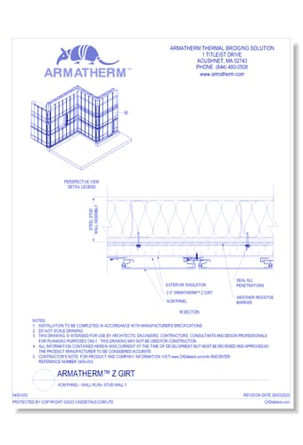 Armatherm™ Z Girt: ACM Panel - Wall Plan- Stud Wall 1