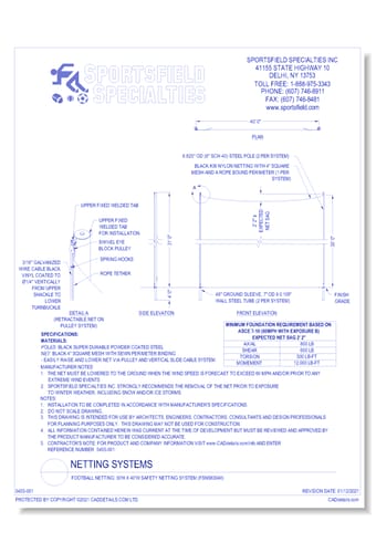 Football Netting: 30'H x 40'W Safety Netting System (FSNS63040)