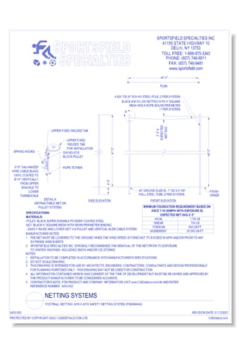 Football Netting: 40'H x 40'W Safety Netting System (FSNS64040)