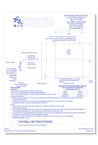 Football Netting: 50'H x 40'W Safety Netting System (FSNS85040)