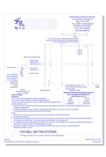 Football Netting: 60'H x 40'W Safety Netting System (FSNS106040)