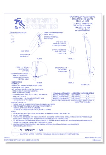 Multi-Sport Netting: 4'' Arc Pole StormGuard Break-Away Ball Safety Netting System