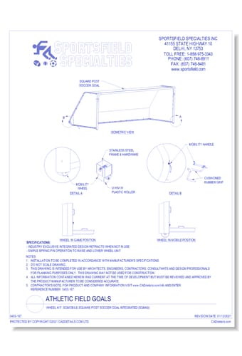 Wheel Kit: SGMobile Square Post Soccer Goal Integrated (SGMKS)