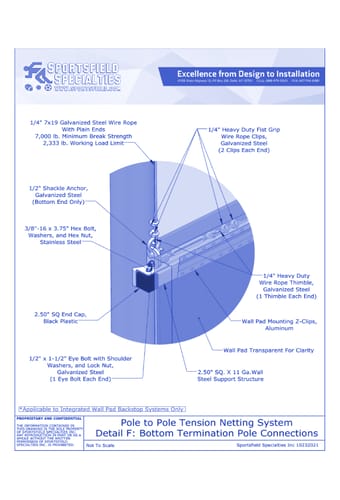Pole-To-Pole: Tension Backstop Netting System - Detail F