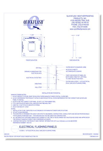 E-DGB-C 1 3/8" Electrical Dual Gang Box Flashing Panel