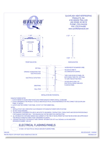 E-SGB-C 5/8" Electrical Single Gang Box Flashing Panel