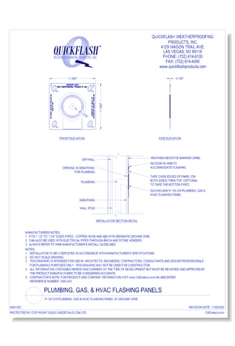 P-150 GW Plumbing, Gas & HVAC Flashing Panel w/ Ground Wire