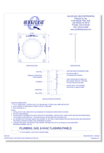 P-1000 Plumbing, Gas & HVAC Flashing Panel
