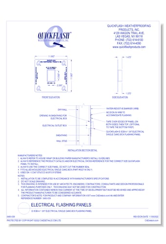 E-SGB-A 1 3/8" Electrical Single Gang Box Flashing Panel