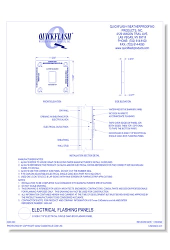 E-SGB-C 7/8" Electrical Single Gang Box Flashing Panel