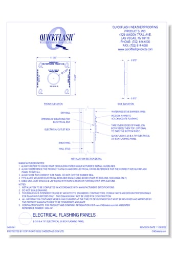 E-3/0 B-A 7/8" Electrical 3/0 Box Flashing Panel